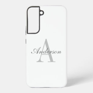 Elegantes Weiß- & Grau-Monogramm Samsung Galaxy Hülle