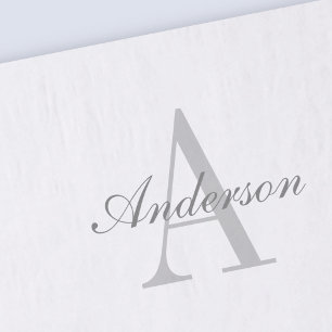 Elegantes Weiß- & Grau-Monogramm Seidenpapier