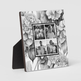 Elegantes Weiß-Grau-Schwarz-Aquarell-Blumenmuster  Fotoplatte