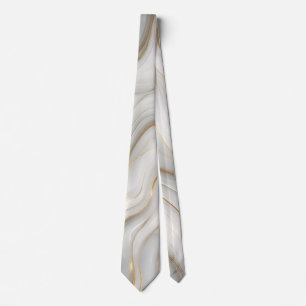 Elegantes Weiß-Grau- und Goldmarmor-Swirbel-Luxus Krawatte