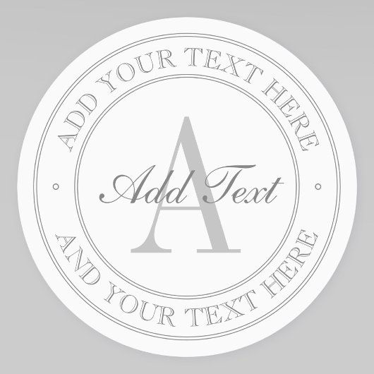 Elegantes Weiß & Gray Monogram wasserdicht Etiketten