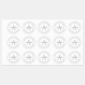 Elegantes Weiß & Gray Monogram wasserdicht Etiketten (Blatt)