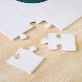 Elegantes Weiß & Grün Monogramm Puzzle (Seite)