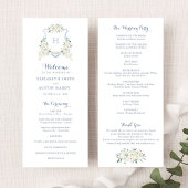 Elegantes Weiß-Grün Wappen Blue Wedding Programm