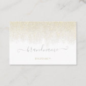 Elegantes Weiß mit Gold Glitzer Rain Beruflich Visitenkarte (Vorderseite)