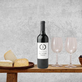 Elegantes Weiß mit Monogramm-Weinetikett Weinetikett