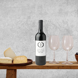 Elegantes Weiß mit Monogramm-Weinetikett Weinetikett