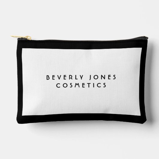 Elegantes Weiß mit schwarzer Grenze Zubehörtasche (Vorderseite)