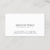 Elegantes Weiß Modernes, Berufliches Schlicht Visitenkarte (Rückseite)
