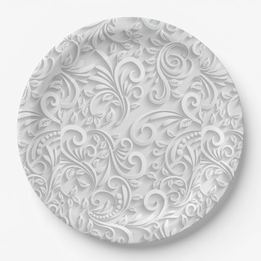 Elegantes Weiß Pappteller (Vorderseite)