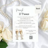 Elegantes Weiß Perlen & Prosecco Brautparty Einladung
