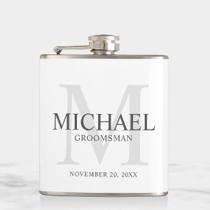 Elegantes Weiß Personalized Groomsmen Flachmann