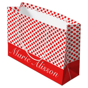 Elegantes Weiß & Roter Punkte Muster   Benutzerdef Große Geschenktüte