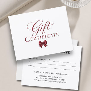 Elegantes weiß-rotes Geschenkgutschein mit Schleif