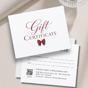 Elegantes weiß-rotes Geschenkzertifikat mit Schlei