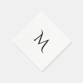 Elegantes Weiß Schwarz Monogramm Hochzeit Serviette (Ecke)