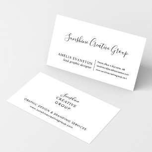 Elegantes Weiß Schwarz Schrift Professional Visitenkarte