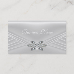 Elegantes Weiß Silber Diamant Bild Visitenkarte