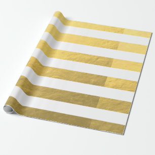 Elegantes Weiß Stripes die gedruckte Goldfolie Geschenkpapier