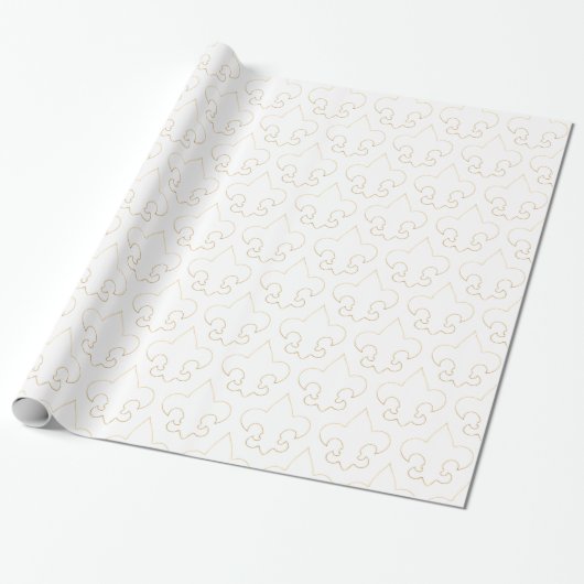 Elegantes Weiß-u. GoldLilien-Verpackungs-Papier Geschenkpapier (Ungerollt)