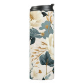 Elegantes Weiß und Blau Thermosbecher (Nach links gedreht)