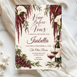 Elegantes Weiß und Burgunder Weinrebe vor dem Eheg Einladung
