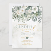 Elegantes Weiß und Eukalyptusgeschlecht Einladung (Vorderseite)