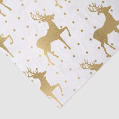 Elegantes Weiß und Gold Foil Rentier Weihnachten Seidenpapier (Detail)