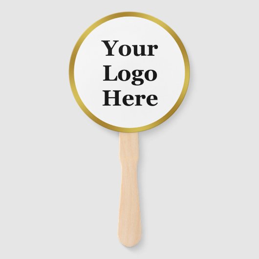 Elegantes Weiß und Gold Ihr Logo hier Fächer (Rückseite)