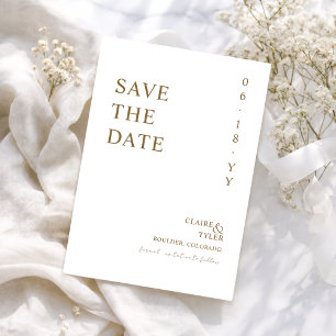 Elegantes Weiß und Gold, Minimale Hochzeit Save The Date