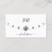 Elegantes Weiß und Gold mit Initials Rhinestones Visitenkarte (Vorderseite)