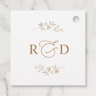 Elegantes Weiß- und Gold-Monogramm-Hochzeits-Danke Geschenkanhänger