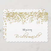 Elegantes Weiß und Gold Werden Sie meine Brautjung Einladung (Vorne/Hinten)