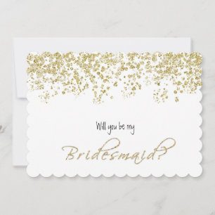 Elegantes Weiß und Gold Werden Sie meine Brautjung Einladung