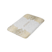 Elegantes Weiß- und Goldflora Paisley Lace Badematte (Schrägansicht)