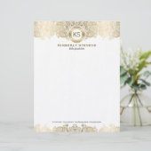 Elegantes Weiß- und Goldflorenpaisley 2 Briefbogen (Stehend Vorderseite)