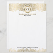 Elegantes Weiß- und Goldflorenpaisley 2 Briefbogen (Vorne/Hinten)
