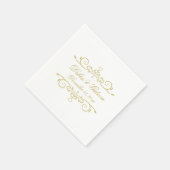 Elegantes Weiß- und Goldherz Blühend Hochzeit Serviette (Ecke)