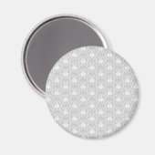 Elegantes Weiß- und Graumuster. Damast. Magnet (Vorderseite/Rückseite)