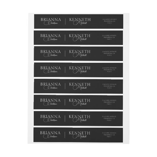 Elegantes Weiß- und Grauskript auf Schwarzer Hochz (Bogen)