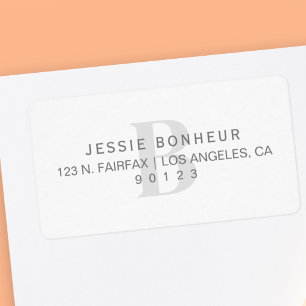 Elegantes Weiß und Hellgrau Absenderadresse Adressaufkleber