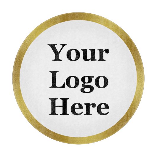 Elegantes Weiß und Imitate Gold Ihr Logo hier Schneidebrett (Vorderseite)