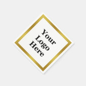 Elegantes Weiß und Imitate Gold Ihr Logo hier Serviette (Ecke)