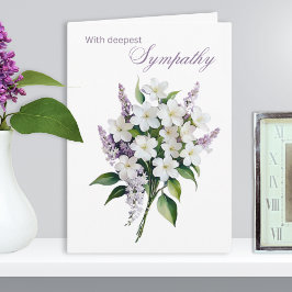 Elegantes Weiß und Lilac Blume Tiefes Beileid Karte