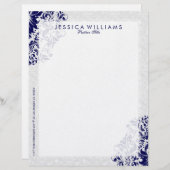 Elegantes Weiß- und Navy-Blütenblatt Briefkopf (Vorne/Hinten)