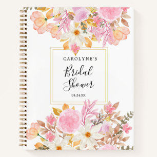 Elegantes Weiß und Rosa Aquarell-Blumenmuster  Notizblock