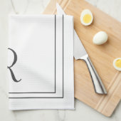 Elegantes Weiß und Schwarz Mit Monogramm Geschirrtuch (Viertel Falte)