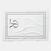 Elegantes Weiß und Schwarz Mit Monogramm Geschirrtuch (Horizontal)