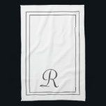 Elegantes Weiß und Schwarz Mit Monogramm Geschirrtuch<br><div class="desc">Elegantes Mit Monogramm und weißes Küchentuch</div>