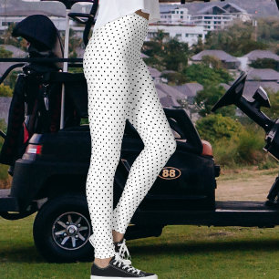 Elegantes Weiß und Schwarz Pünktchen-Muster Leggings